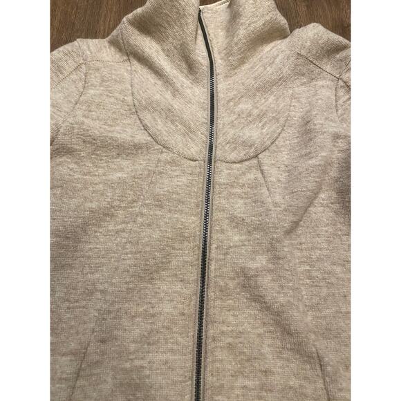 Ibex Alana Tunic Sweater Jacket, Size XS, Merino Wool Full Zip Almond Heather - Picture 2 of 6